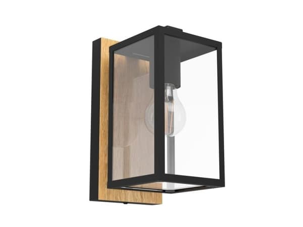 EGLO BUDRONE utendørs vegglampe E27 sort/trelook/klar