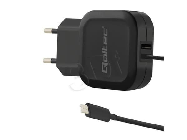 Qoltec - Strömadapter - 17 Watt - 3.4 A - 2 utdatakontakter (USB, USB-C) - svart