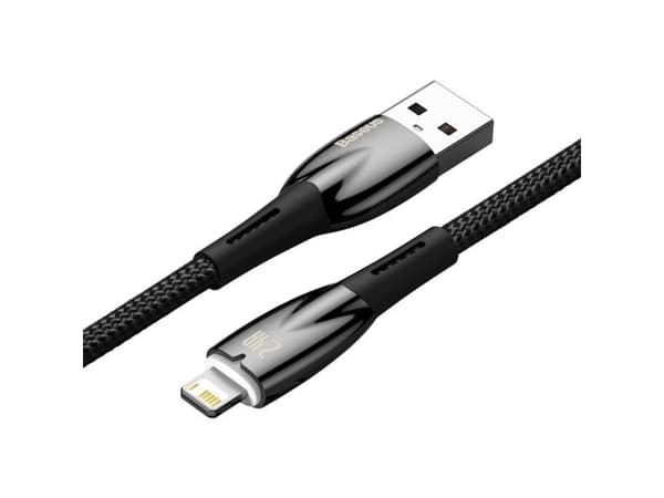 Baseus Glimmer, 2 m, Blixt, USB A, Hanstik, Hanstik, Sortera