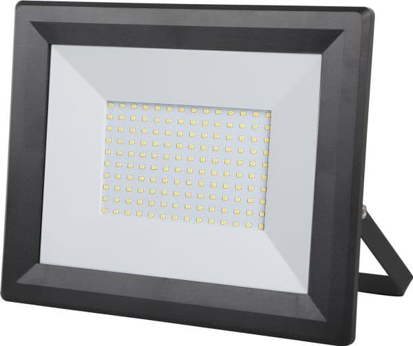 FOX FLOODLIGHT 100W 10000LM 4000K IP65 SORT, med 1m. kabel