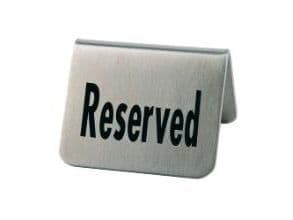 Bordsenskylt RESERVED rostfritt stål/svart text, 2 st/fp