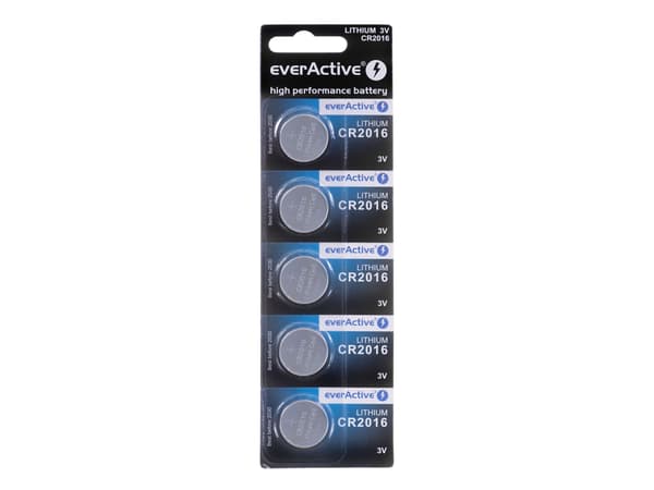 Everactive CR20165BL, Engångsbatteri, CR2016, Litium, 3 V, 5 styck, 75 mAh