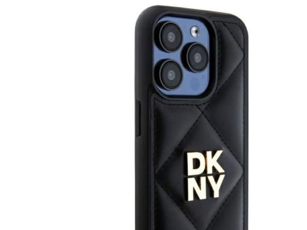 DKNY Quilted Stack Logo-etui til iPhone 15 Pro - svart