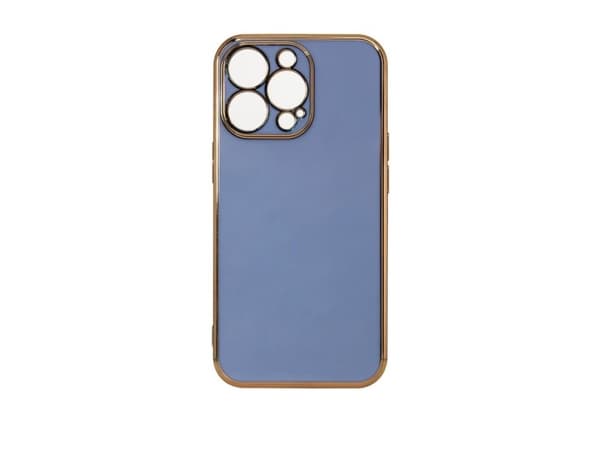 Lighting Color Case-deksel til iPhone 12 Pro Max, geldeksel med gullramme, blå