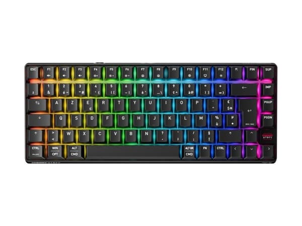 CHERRY XTRFY K33 Compact Wireless, Langaton, USB + RF Wireless + Bluetooth, Mem-chanical key switch, AZERTY, RGB LED, Musta