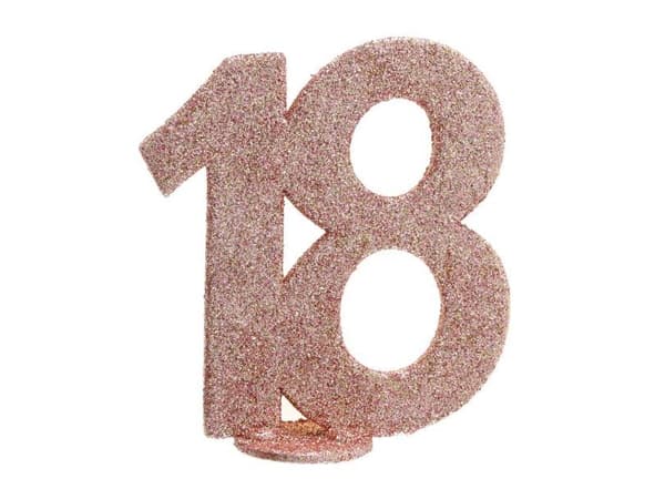 Borddekorasjon med roségull-glitter, 18 år