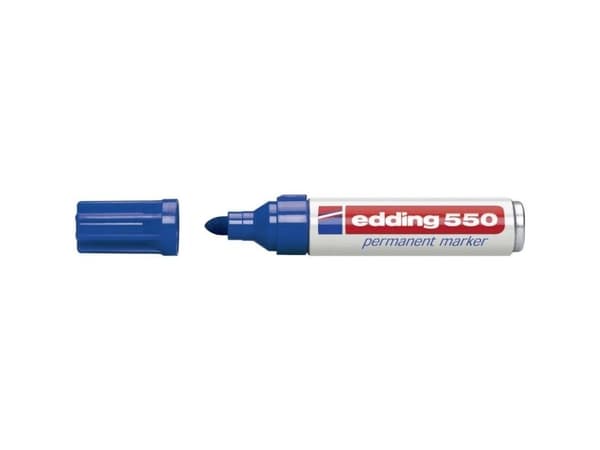 edding 550 - Markering - permanent - för glas, metall, plast - blå - 3-4 mm