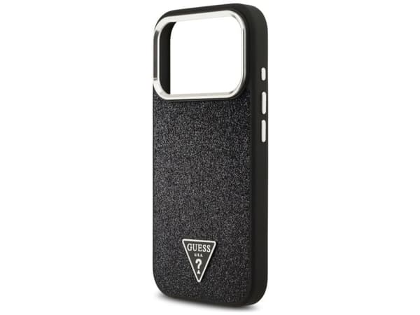 Guess Glitter Triangle Logo MagSafe-deksel til iPhone 17 Pro - Svart