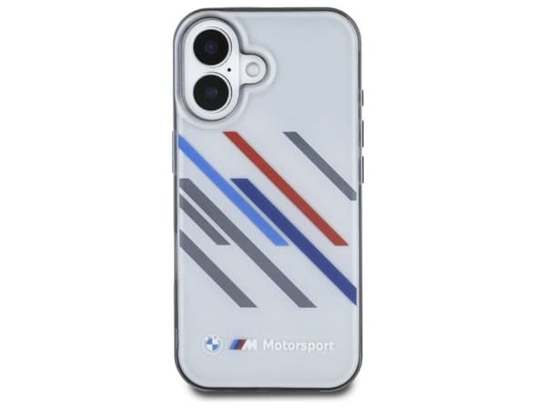 BMW Motosport IML random-striper deksel til iPhone 16 grå
