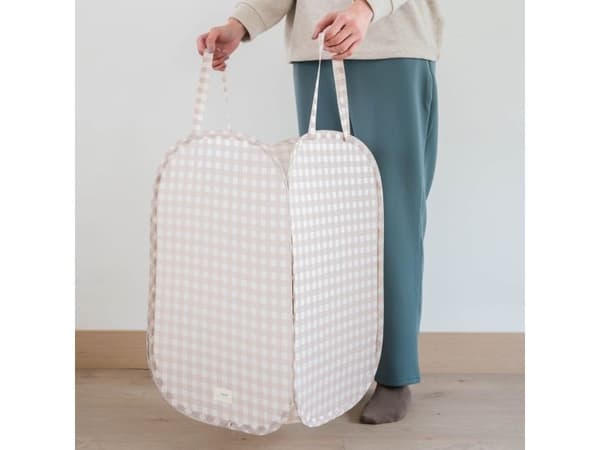 3 Sprouts tvättkorg med pop-up, gingham beige