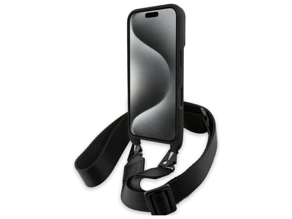 BMW M Edition Carbon Stripe & Strap-deksel til iPhone 16 - svart