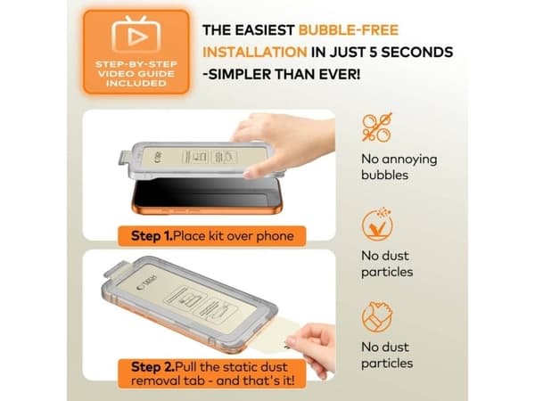 Herdet glass TECH-PROTECT QUICK SET+ 2-pakk til iPhone 15 Pro black
