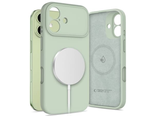 Tech-Protect silikondeksel med MagSafe til iPhone 17 - grønn