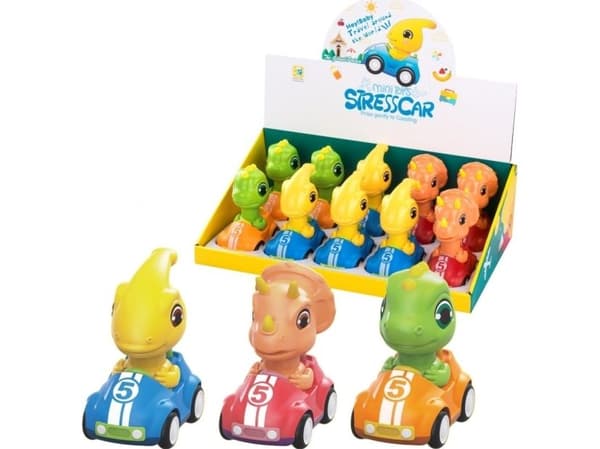 Bil med dinosaurtryck och push-and-go MIX