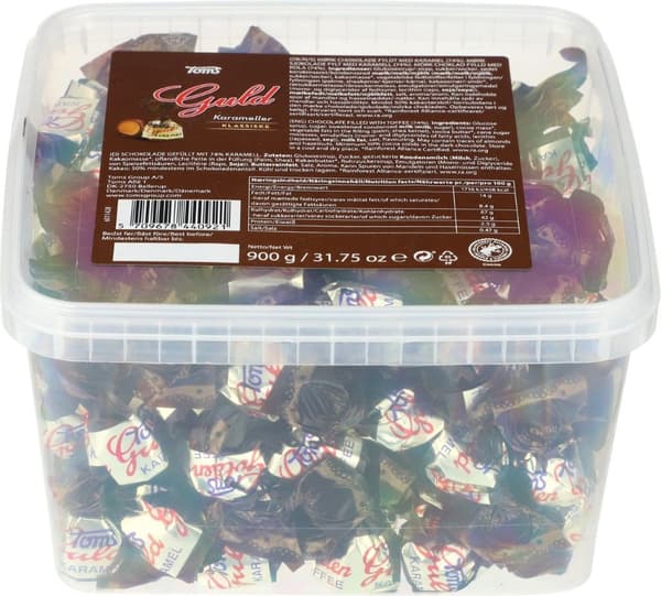 Toms guldkarameller 900 g i plastbuddle