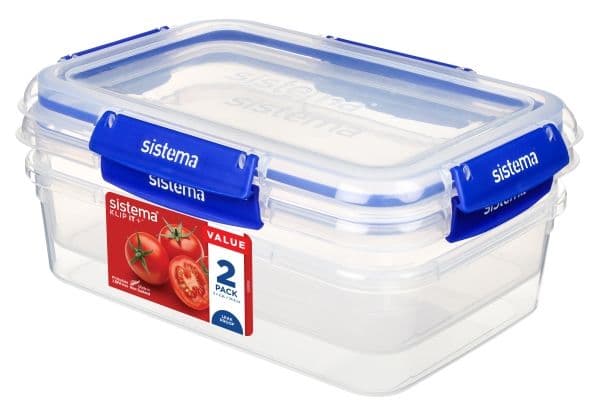 Sistema - 2,2L rektangulær beholder Clip It Plus 2-pakke