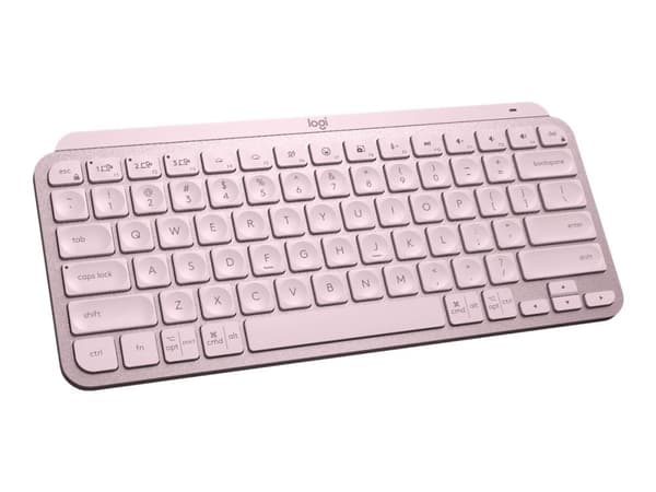 Logitech MX Keys Mini, Mini, Langaton, RF Wireless + Bluetooth, Näppäimen saksikytkin, QWERTY, Ruusu