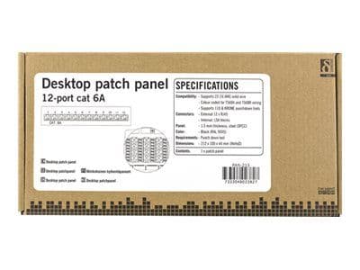 DELTACO PAN-213 - Patch-panel - väggmontering - CAT 6a - RJ-45 X 12 - svart