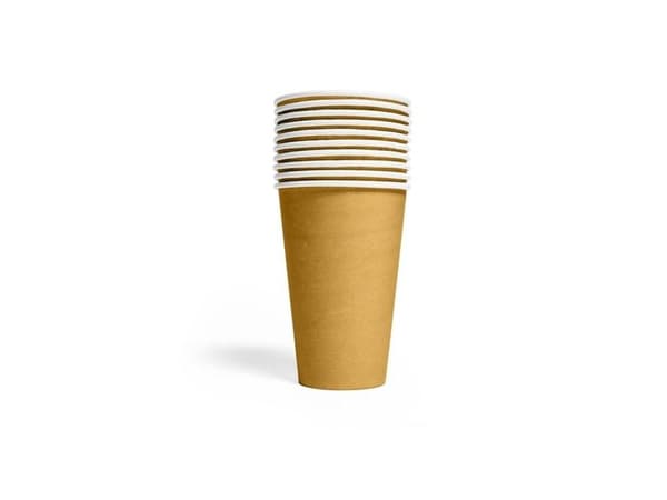Guld pappersmuggar 350 ml 10 st