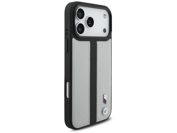 Fodral BMW M Perforated Stripe Logo MagSafe till iPhone 17 Pro Max grå