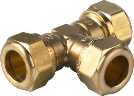 Conex 28mm kompression tee godkendt til pex og kobber