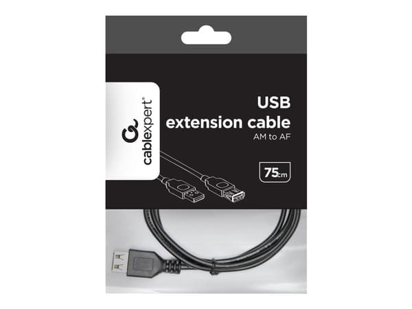 Cablexpert - USB forlængerkabel - USB (hun) til USB (han) - 75 cm - formet - sortti