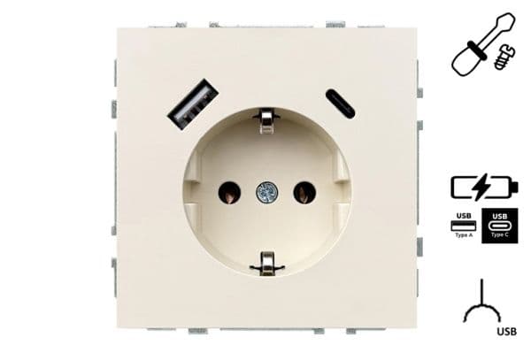 Uttag+USB A+C IUK-3-01.M/SM modern sand