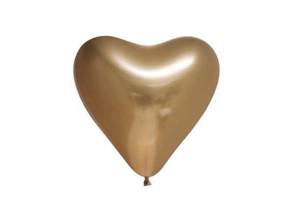 Mirror guld hjerte balloner, 6 stk