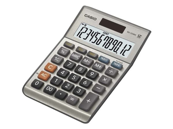 Casio MS-120FM - Skrivebordskalkulator - 12 sifre - batteri, solcellepanel - metallgrå