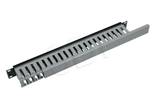 Triton 19" panel 1U with cable trunking single, Sort, 1U
