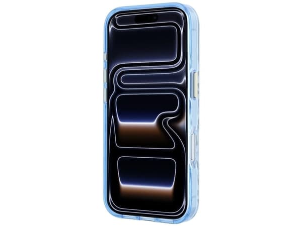 Guess IML Leopard Glitter Triangle Logo MagSafe Case for iPhone 17 Pro Max / 18 Pro Max - Blue