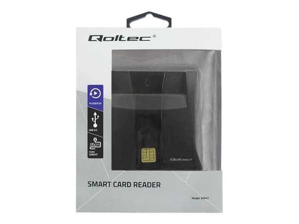 Qoltec 50643 - SMART-kortleser - USB 2.0 - svart