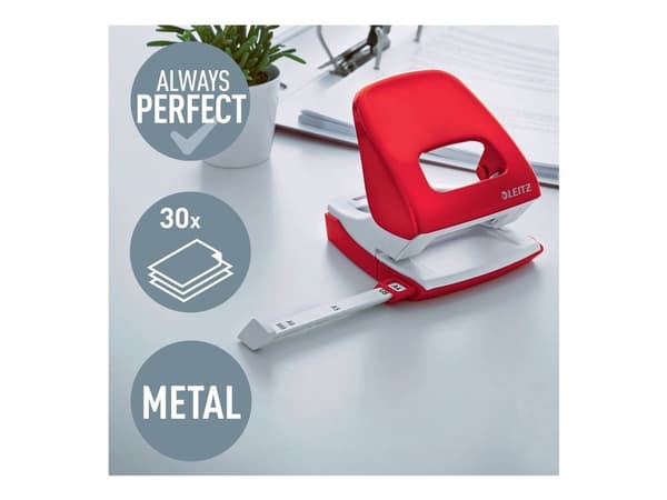 Leitz NeXXt WOW - Hålslag - 30 ark / 3 mm - metall - röd