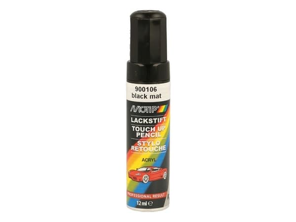 Lakstift akryl autolak sort mat 12ml