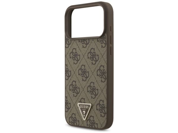 Guess Leather 4G Triangle Strass MagSafe Case for iPhone 17 Pro Max / 18 Pro Max - Brown