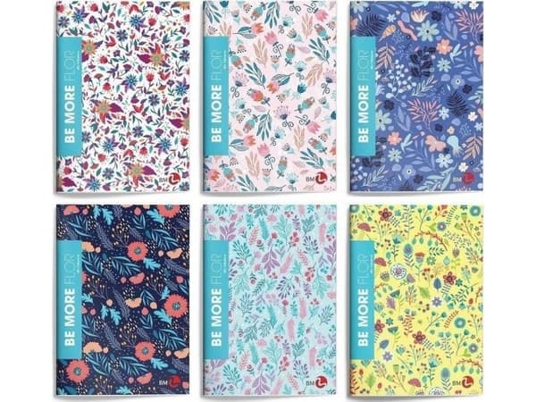 Notatbok A4/48K linjer Be More Flor (10-pk)