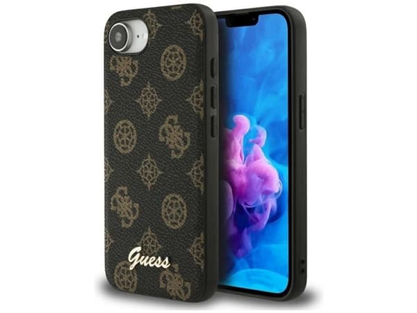 Guess Peony Script Logo MagSafe iPhone 16e Dėklas Juodas