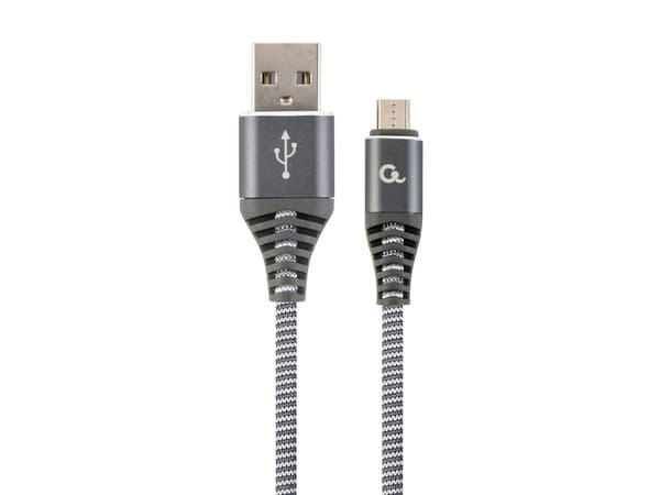 Gembird CC-USB2B-AMMBM-1M-WB2, 1 m, Micro-USB B, USB A, USB 2.0, 480 Mbit/s, Harmaa, Valkoinen