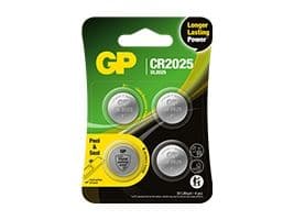 GP knapcelle, Lithium, CR2025, Safety seal, 4-pak