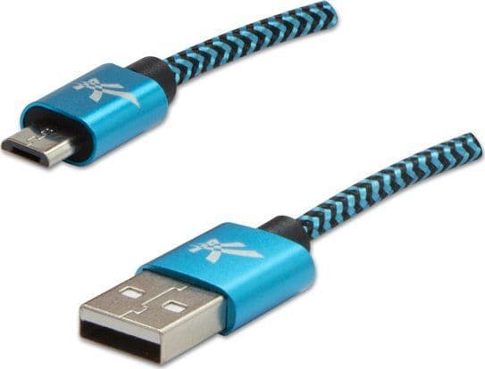 USB-kabel USB-A till microUSB 2 m svart/blå