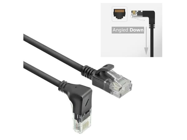 ACT CAT6A U/UTP SLIM D-ANG BK 2,0 m