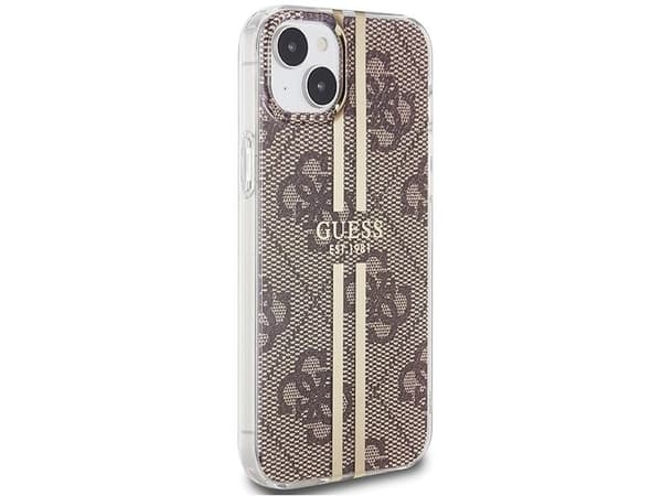 Guess IML 4G Gold Stripe-etui til iPhone 15 Plus / 14 Plus - brun