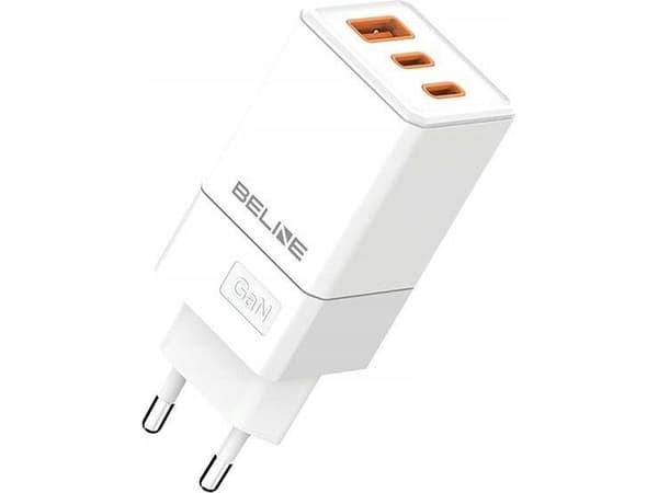 65W GaN laddare 2xUSB-C + USB-A utan kabel Vit