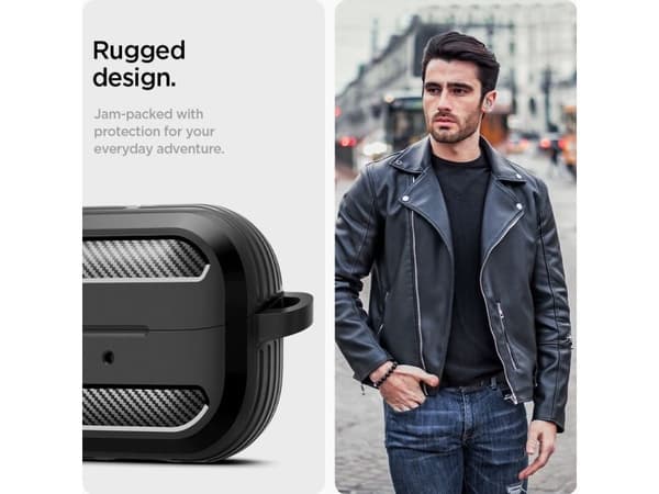 Spigen Rugged Armor, Kotelo, Termoplastinen polyuretaani (TPU), musta