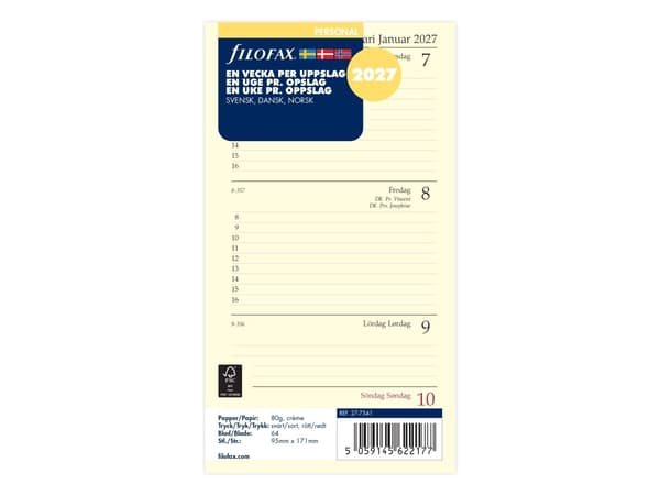 Refill Personal 2027 Week Per Posting Ruotsi/Tanska/Norja