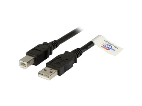 EFB Elektronik USB A/USB B, 2 m, 5 m, USB A, USB B, USB 2.0, Hankjønn/hankjønn, Sort