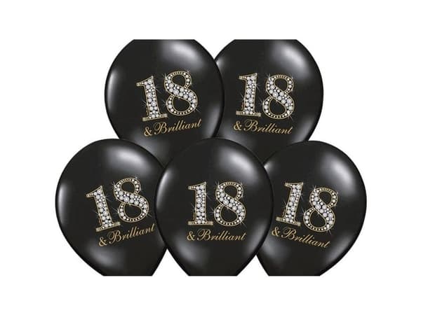 Ballon 18 & Brilliant sort og guld