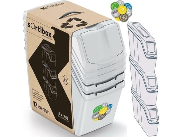 Prosperplast sopkärl SortiBox set 3 st. 20 L sort/ljusgrå