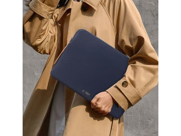 Tech-Protect fleece-laptoptväska 15-16 - marinblå
