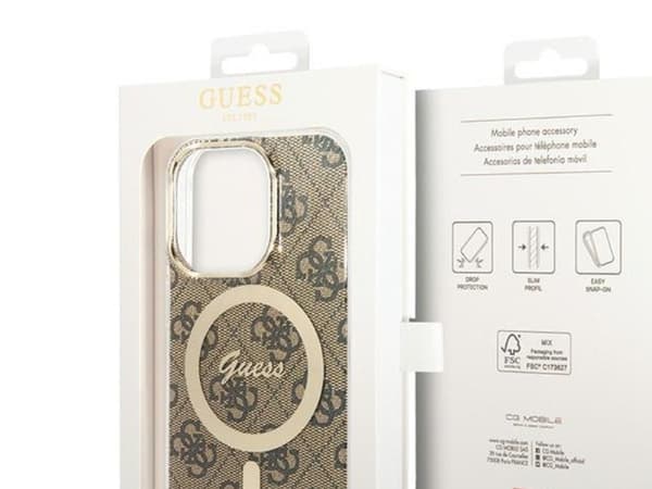 Guess IML 4G MagSafe-etui til iPhone 15 Pro - brun